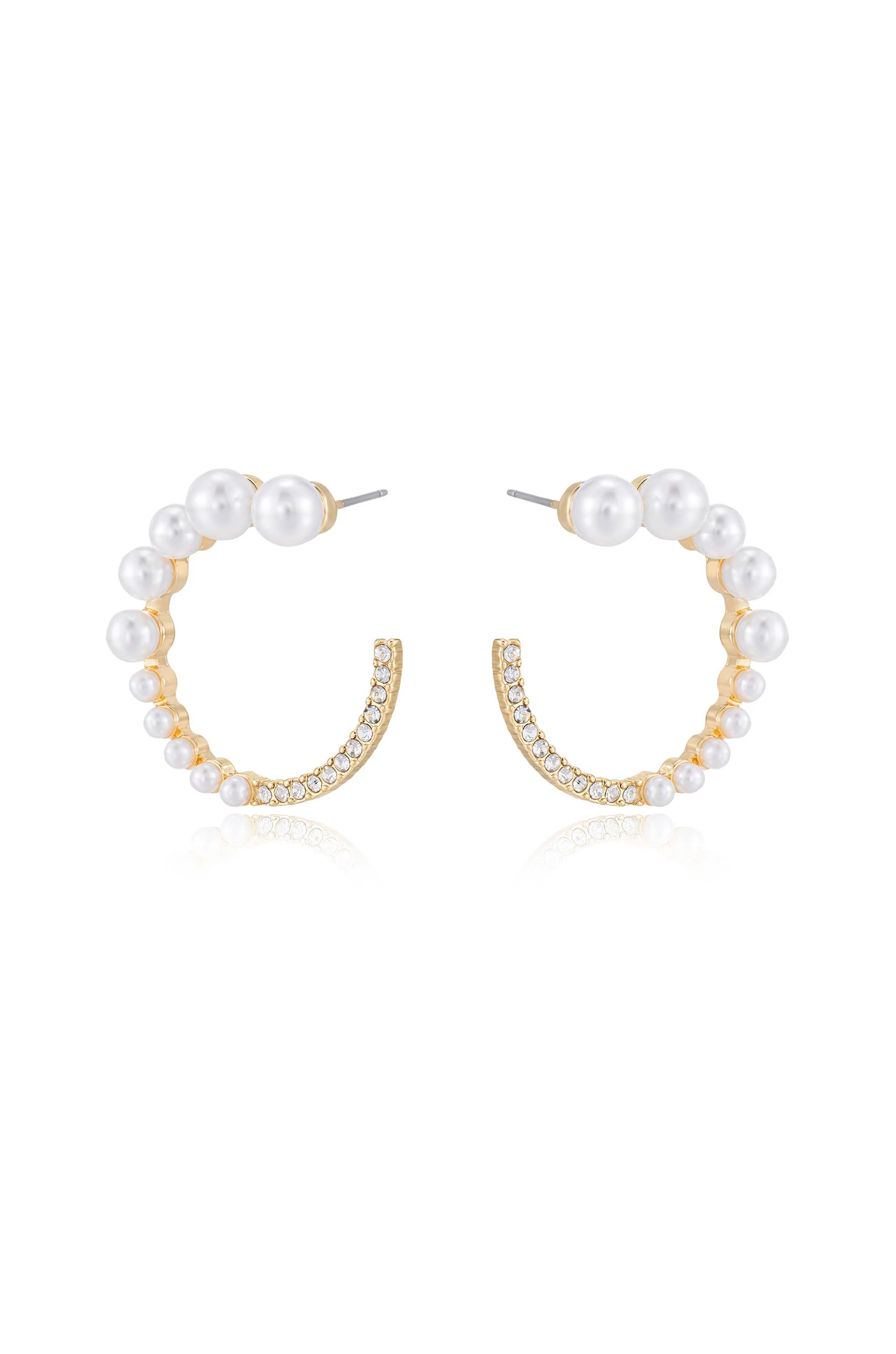 Chic Pearl And Crystal Open Circle Earrings
