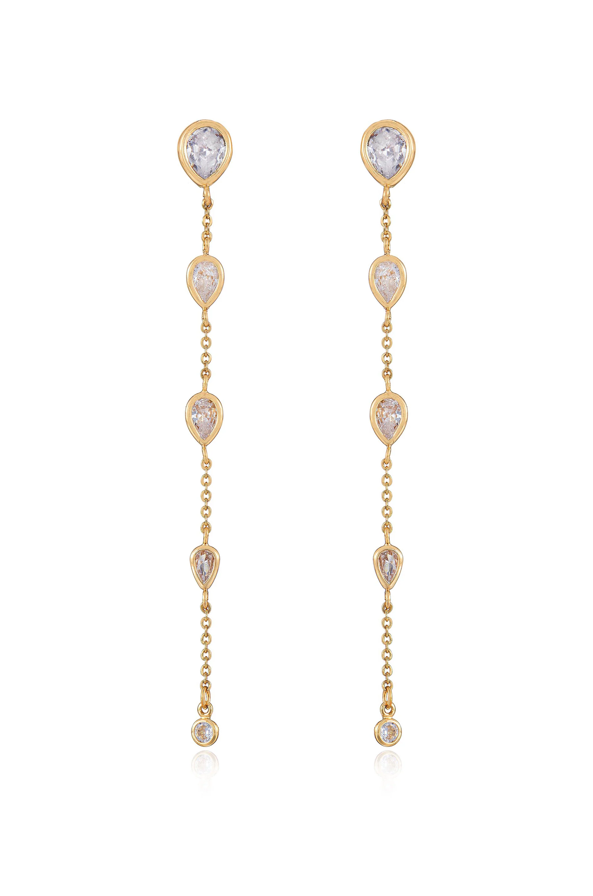 Dainty Bezel Crystal Dangle Earrings