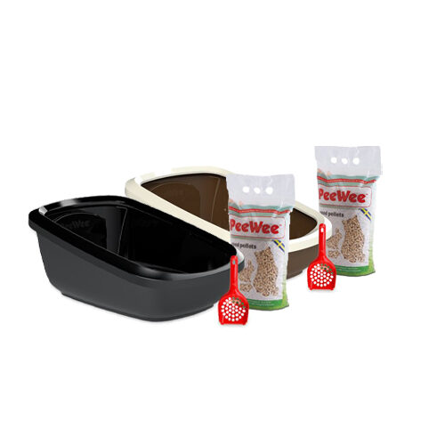 PeeWee EcoGranda Litter Tray - Starter Pack - Black/Black