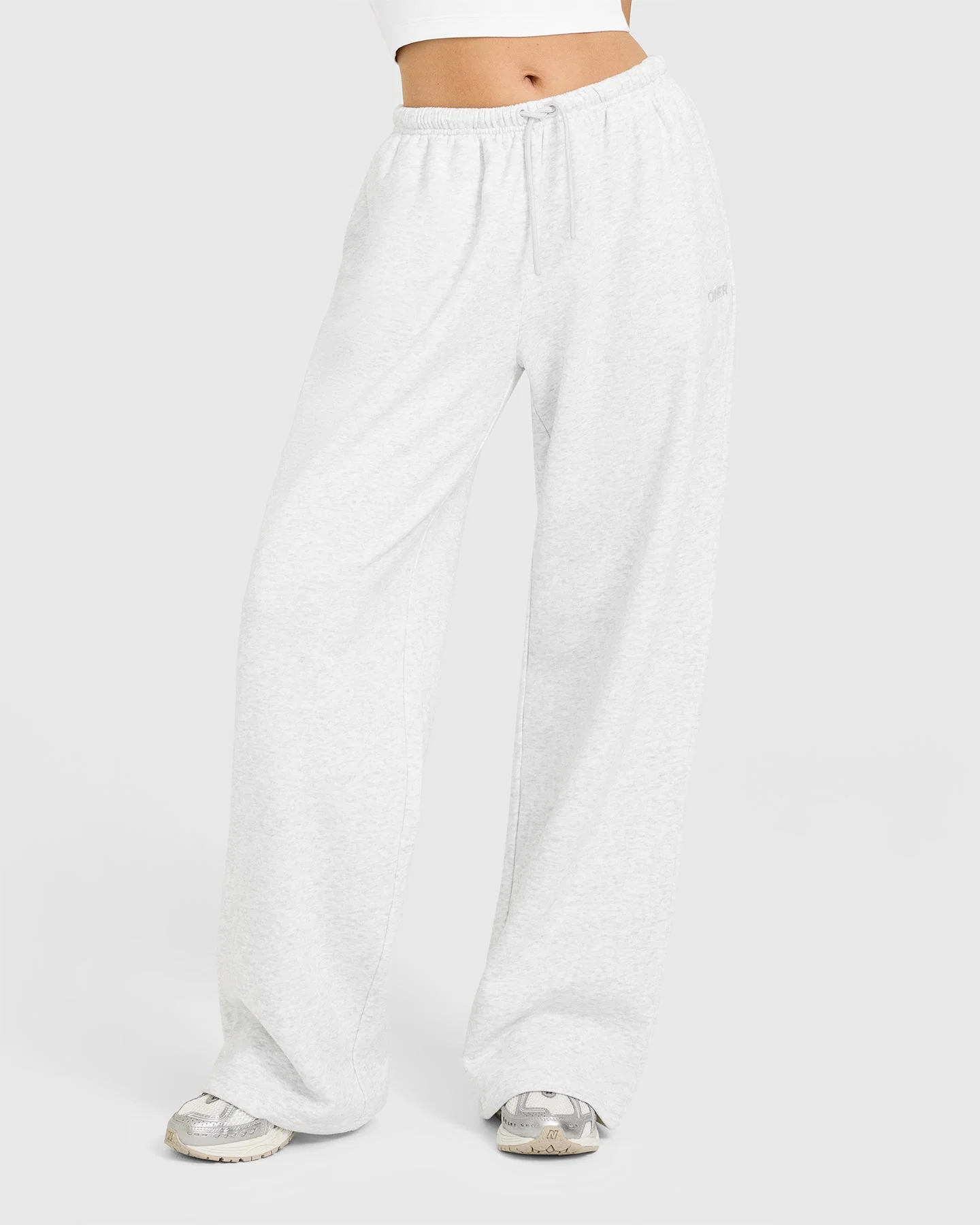 Mid Weight Relaxed Straight Leg Joggers | Light Grey Marl