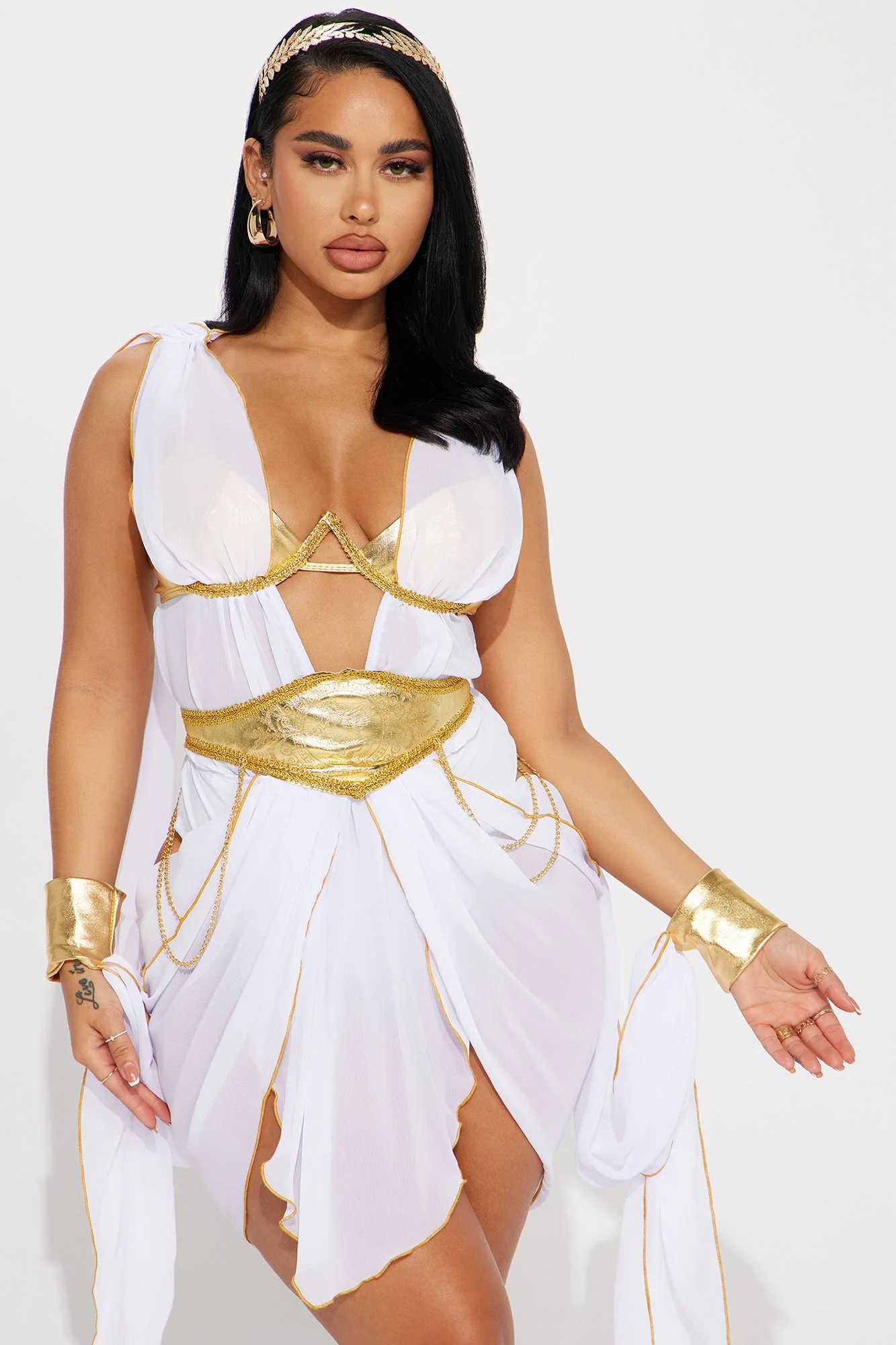 Glamorous Goddess 3 Piece Costume Set - White/Gold