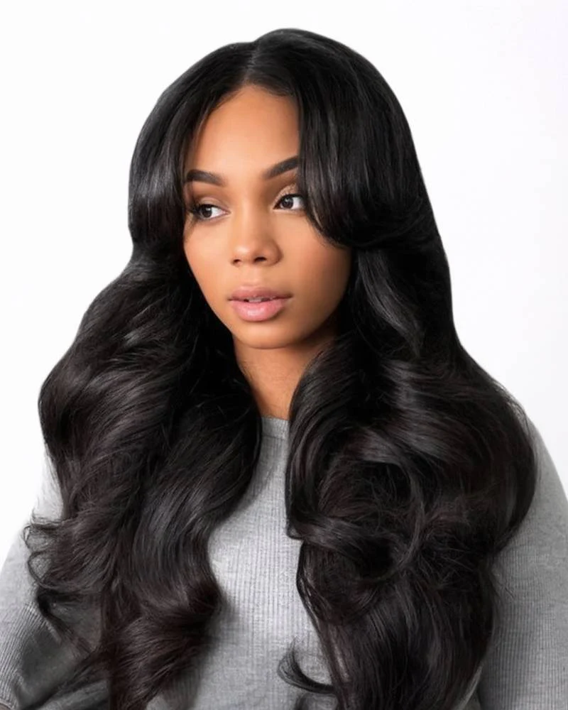 Ophirawig 6x5 invisible knots Glueless Loose Body Wave/Water Wave/Jerry Curly Wig Pre-cut Lace Natural Black Beginner Friendly