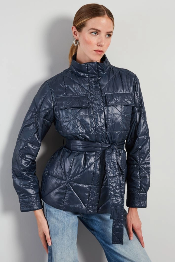 Puffer jacket with belt - NIGHT BLUE