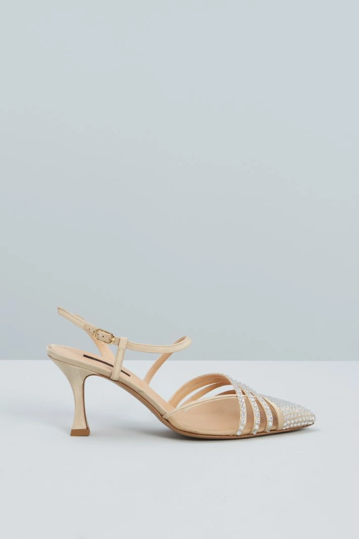 Rhinestone tulle court shoes - IVORY SILVER NUDE