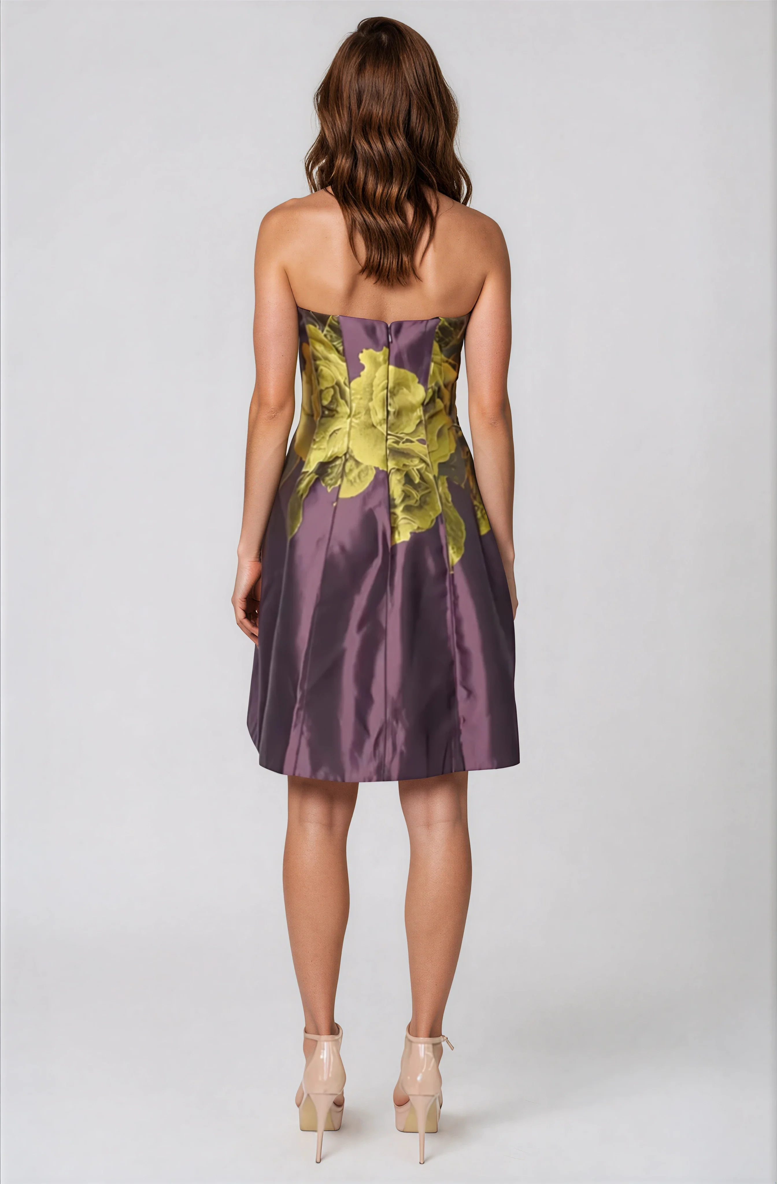 Strapless Floral Brocade A-Line Cocktail