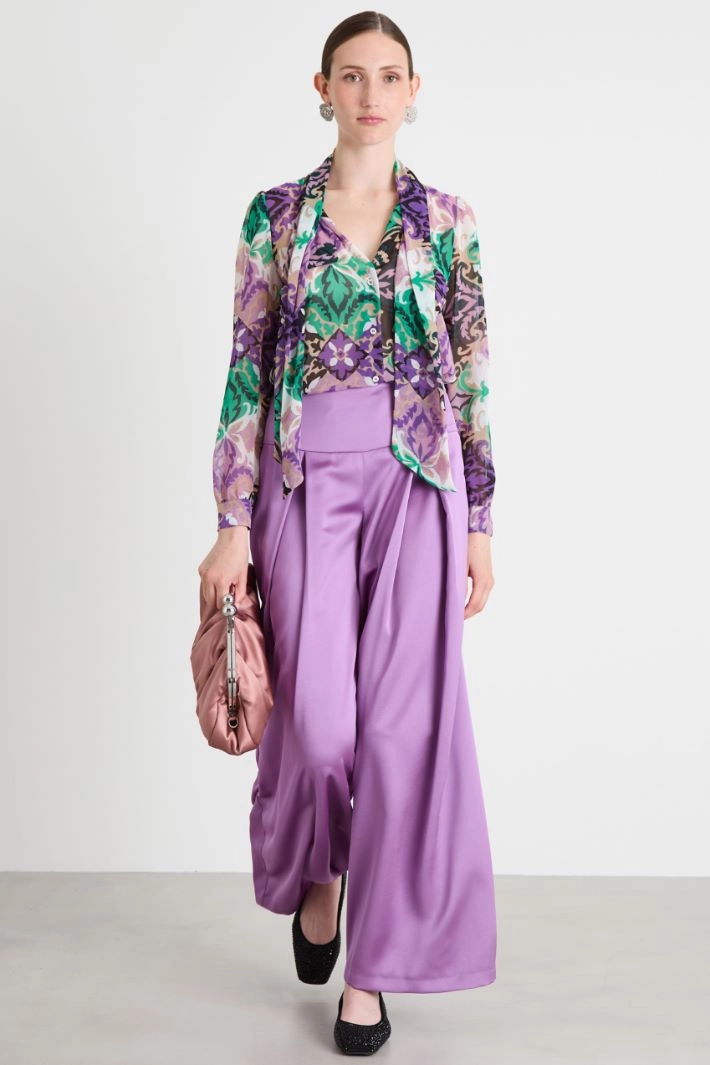Neckerchief-adorned shirt - GREEN VIOLET