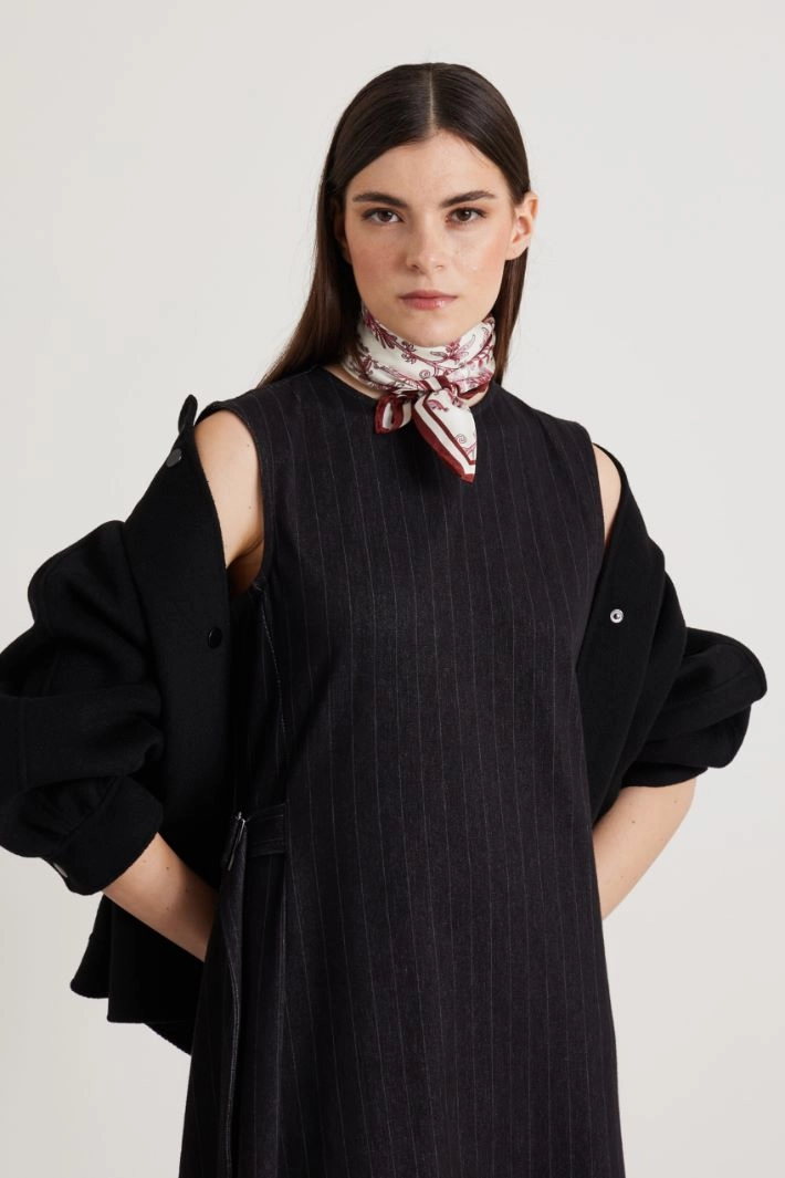 Silk twill scarf - CREAM BORDEAUX