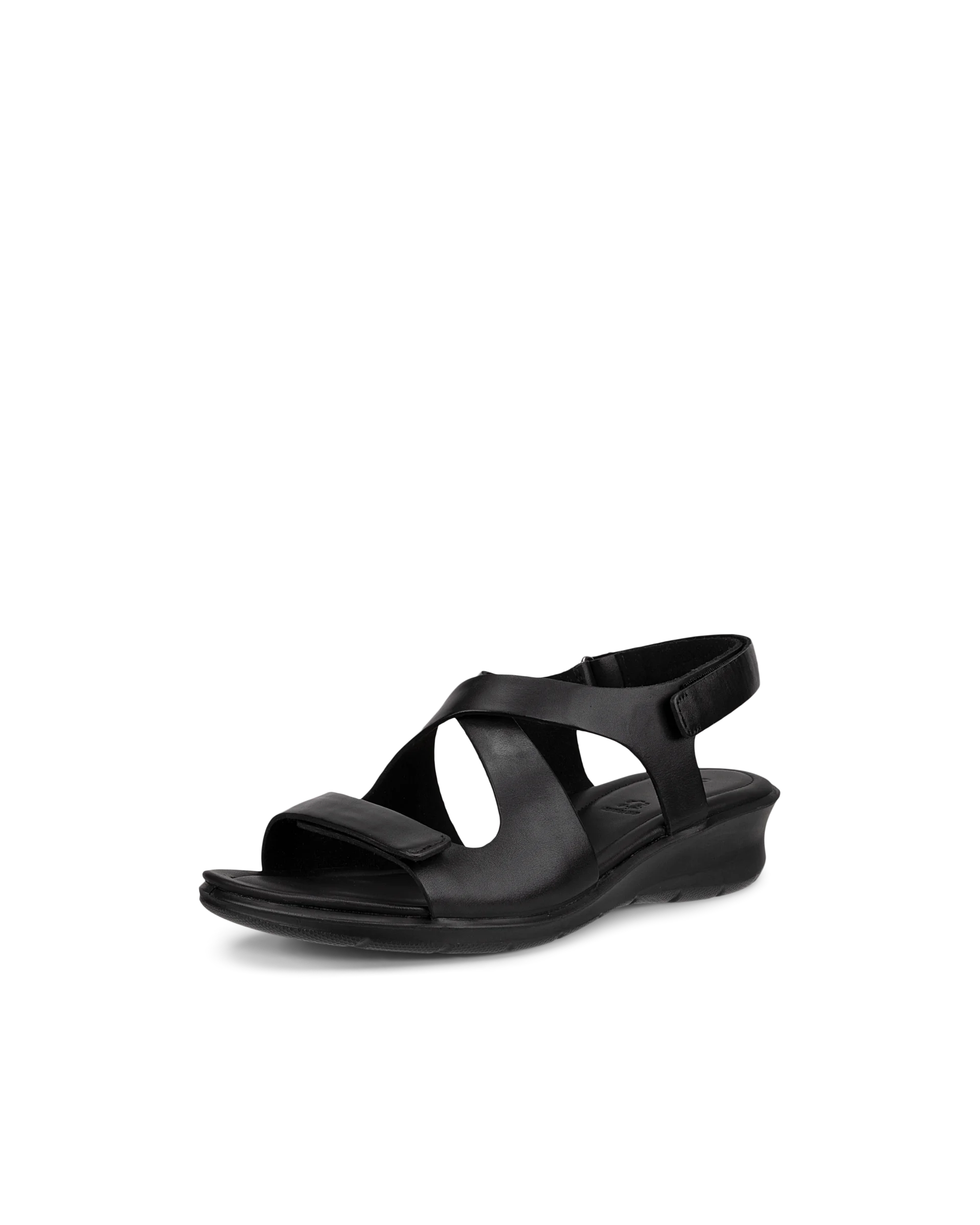 ECCO FELICIA SANDAL Damen Ledersandale mit Keilabsatz Schwarz