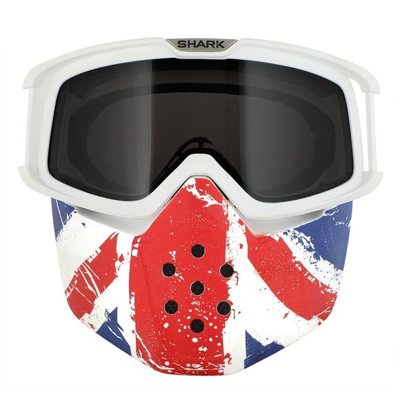 Shark Rigid Chin Bar & UNION JACK Goggles - DRAK / STREET DRAK / RAW - Red / WhiteRef: sh0582 / ac3020pcutu