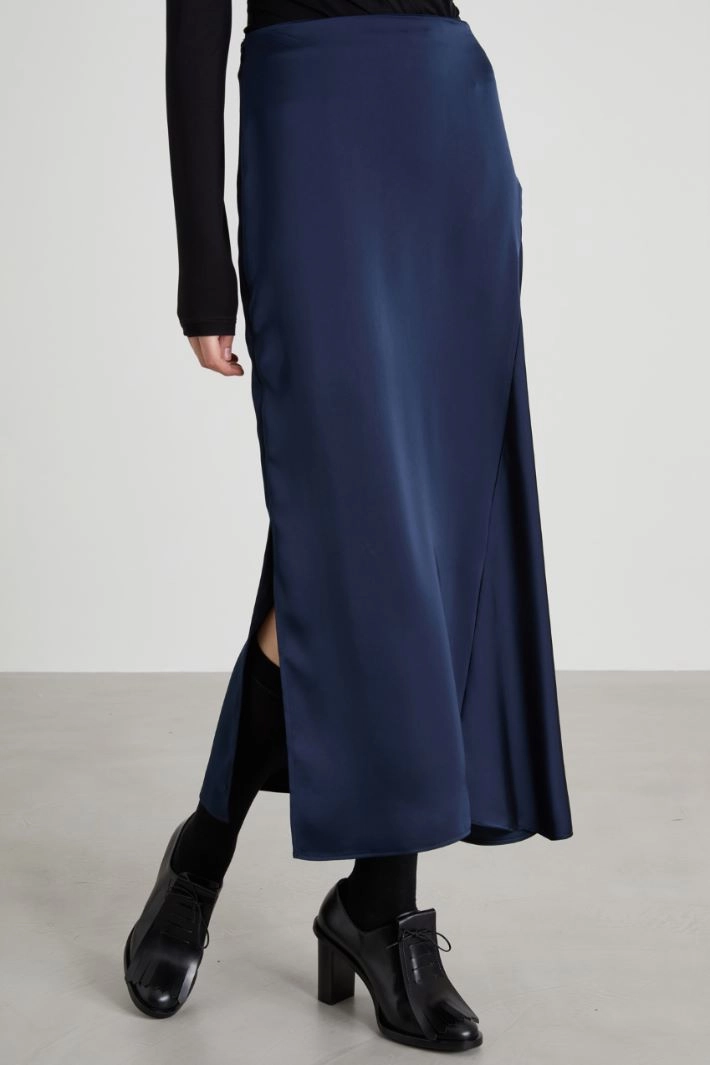 Godet satin skirt - BLUE
