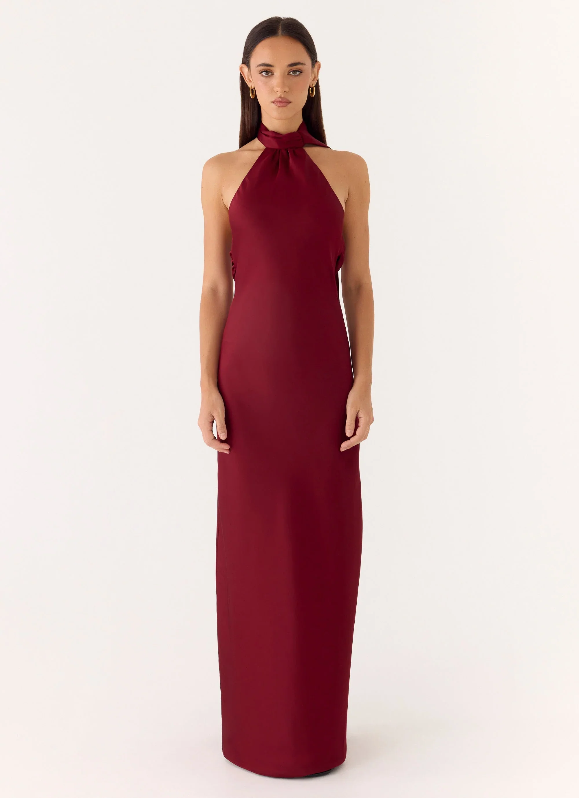 Keena Scarf Maxi Dress - Merlot