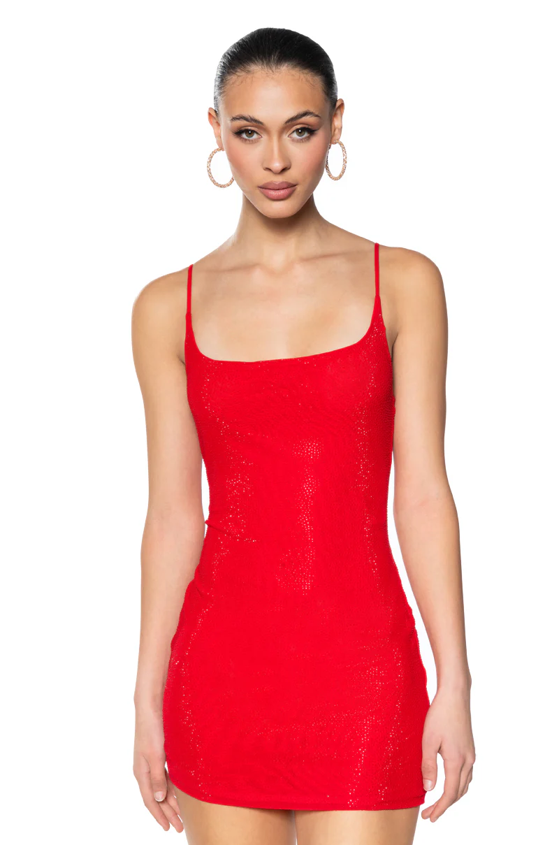 All Eyes On Me Rhinestone Mini Dress