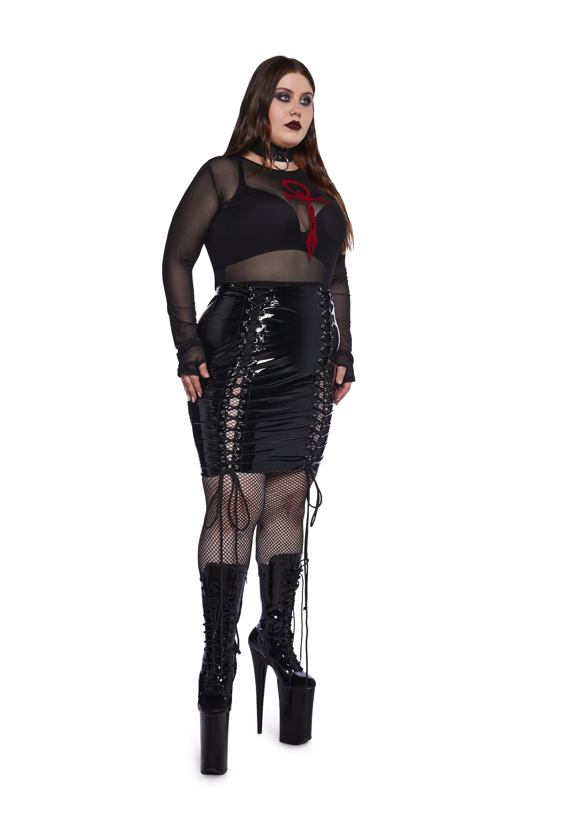 Blood Moon Rising Mesh Top - Black