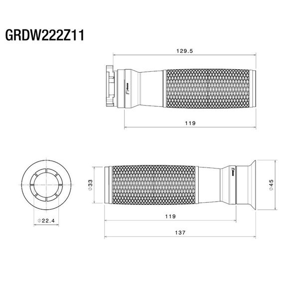 Rizoma Urlo Ride by Wire Handlebar Grips - BlackRef: rz0916 / grdw222z11b