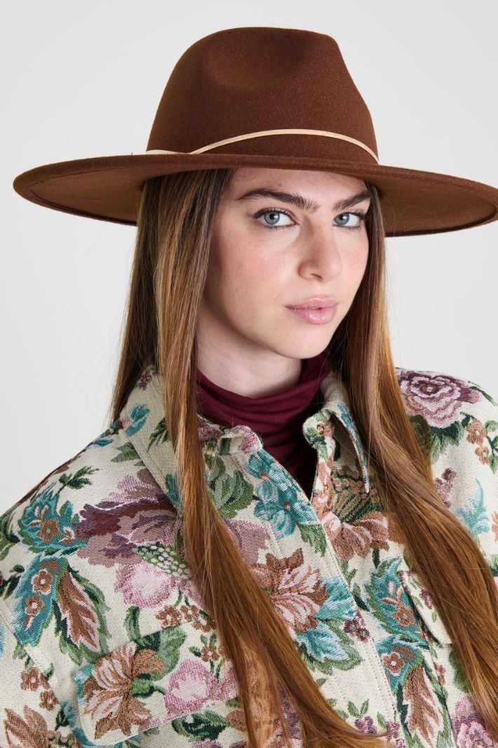 Wide brim hat - BROWN
