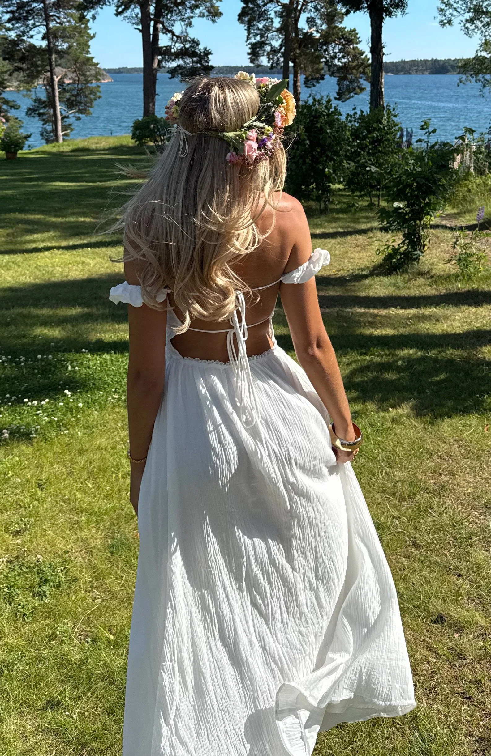 High Views Off Shoulder Maxi Dress White