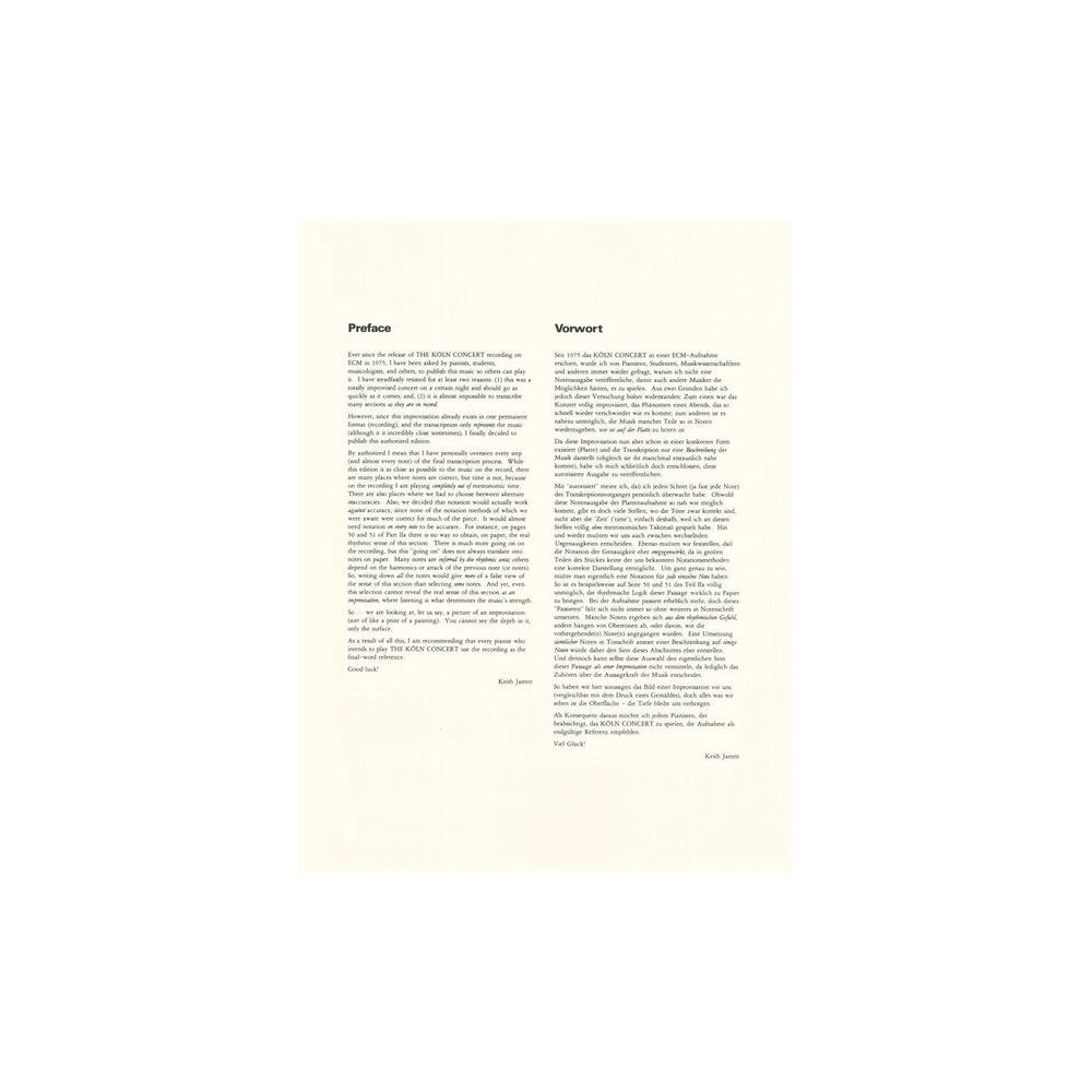 Schott Keith Jarrett The Köln Concert – Thomann Ireland