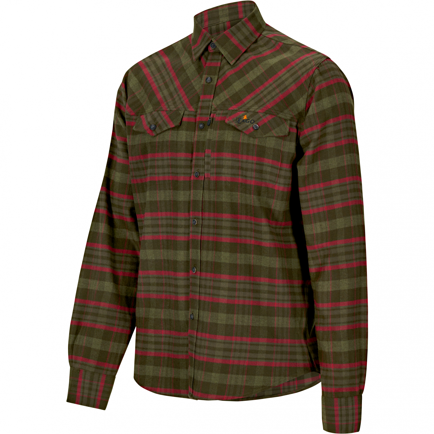 il Lago Prestige Flannel Shirt Bjarne Men (Olive\/Red)