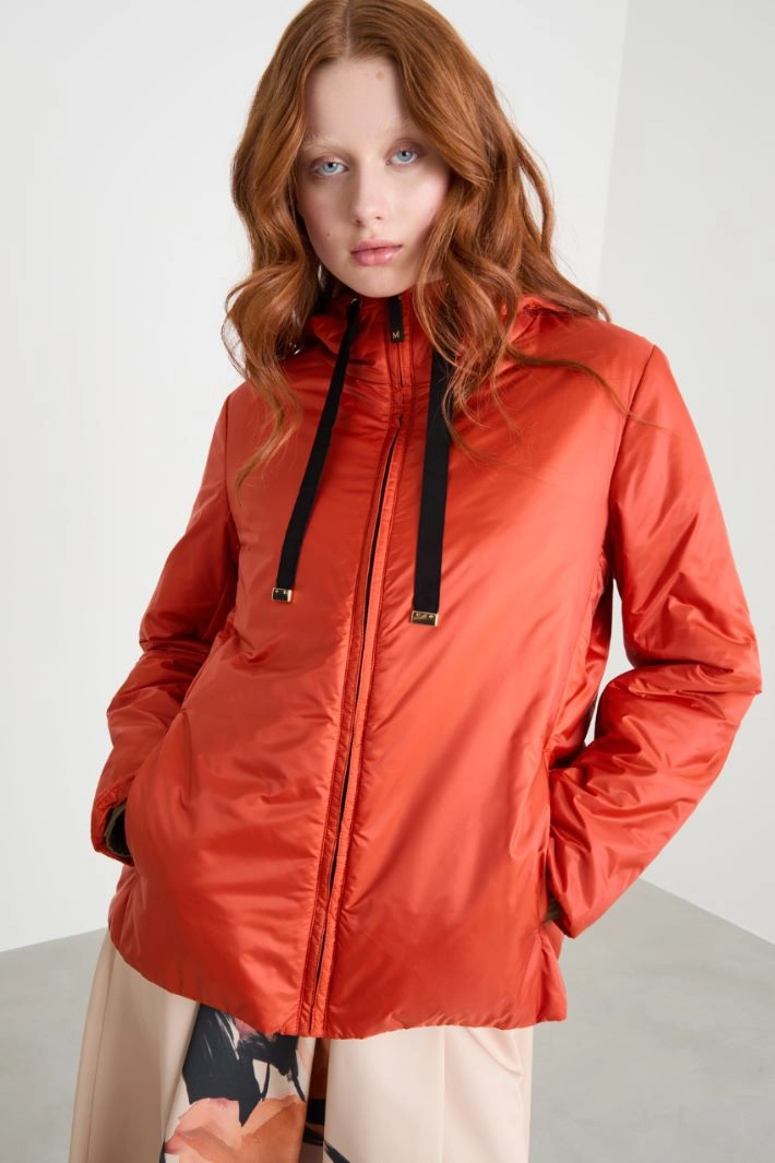 Short padded jacket in water-repellent canvas - ORANGE