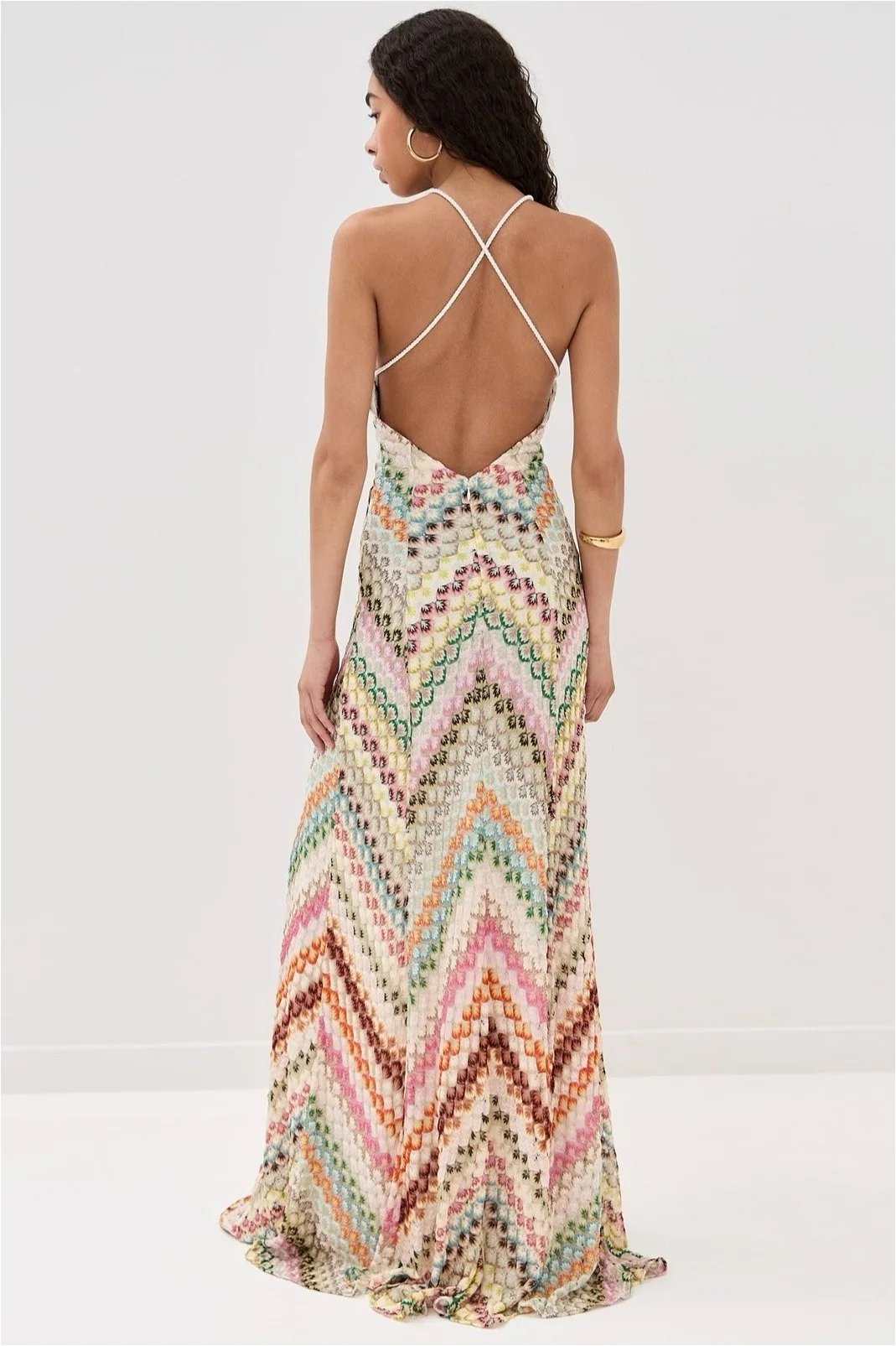 Striped Knit Cutout Texture Maxi Dress