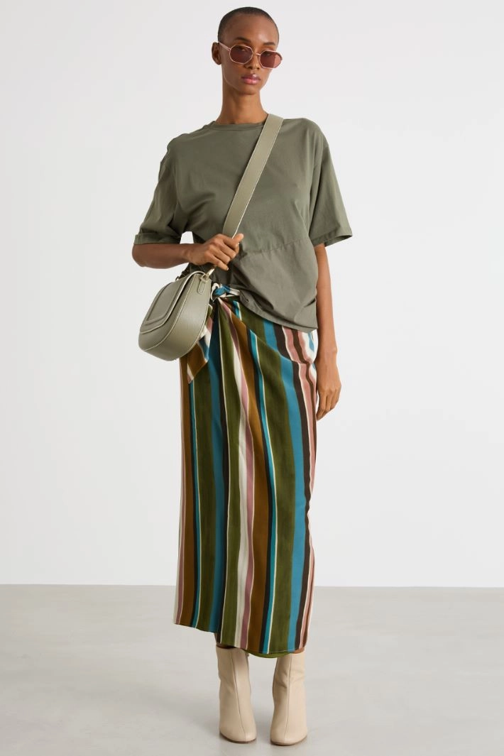 Drawstring-detail T-shirt - GREEN