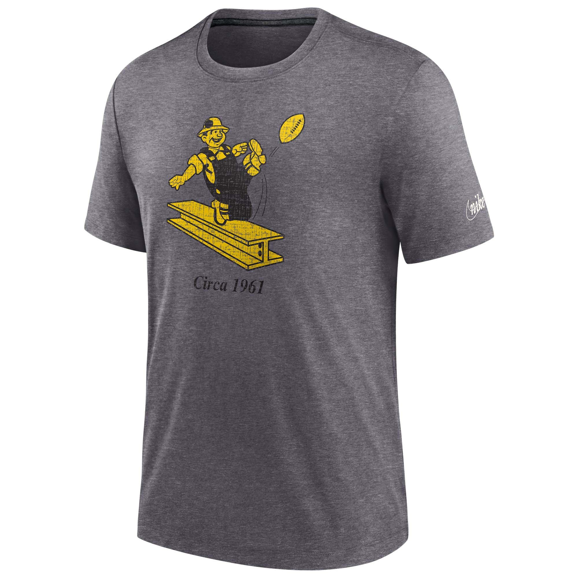 Pittsburgh Steelers Distressed Historic Nike Tri-Blend NFL T-Shirt Gray