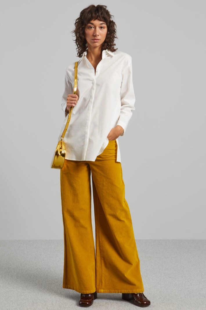 Velvet palazzo trousers - MUSTARD