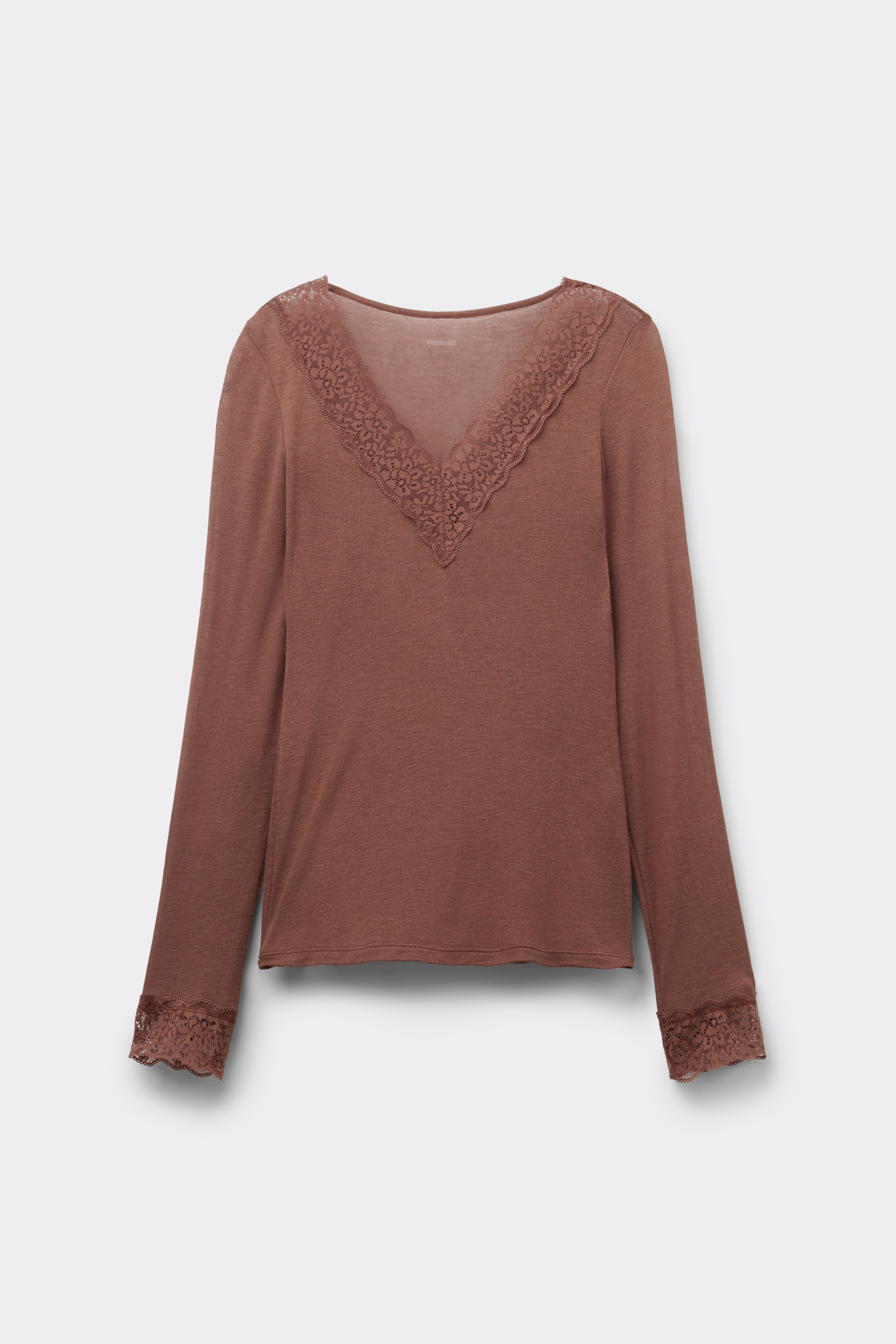 Lightweight Lace/Merino Wool Top with V-Neck
