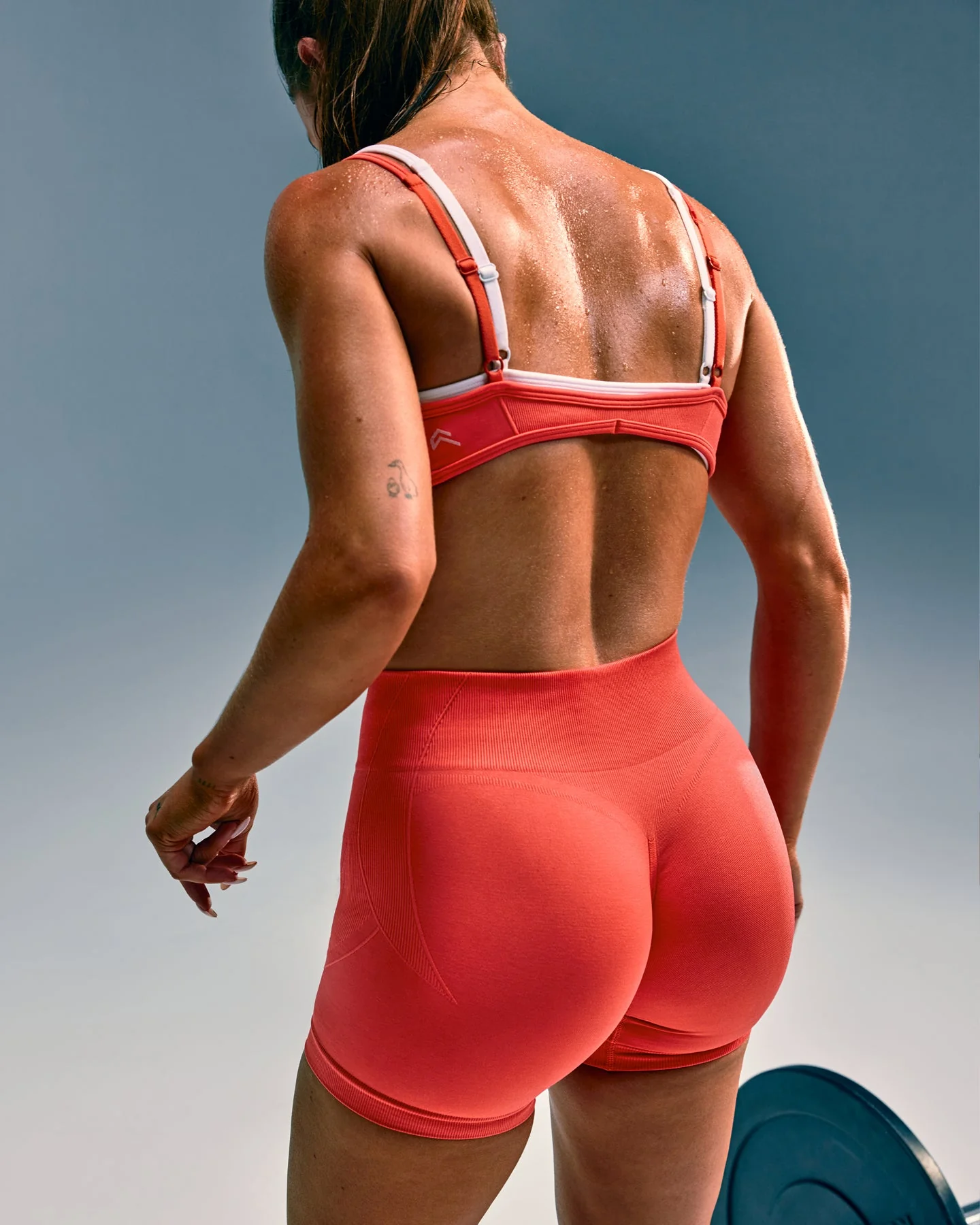 EnhanceLift™ Seamless Shorts with Grey Logo | Dark Charged Coral