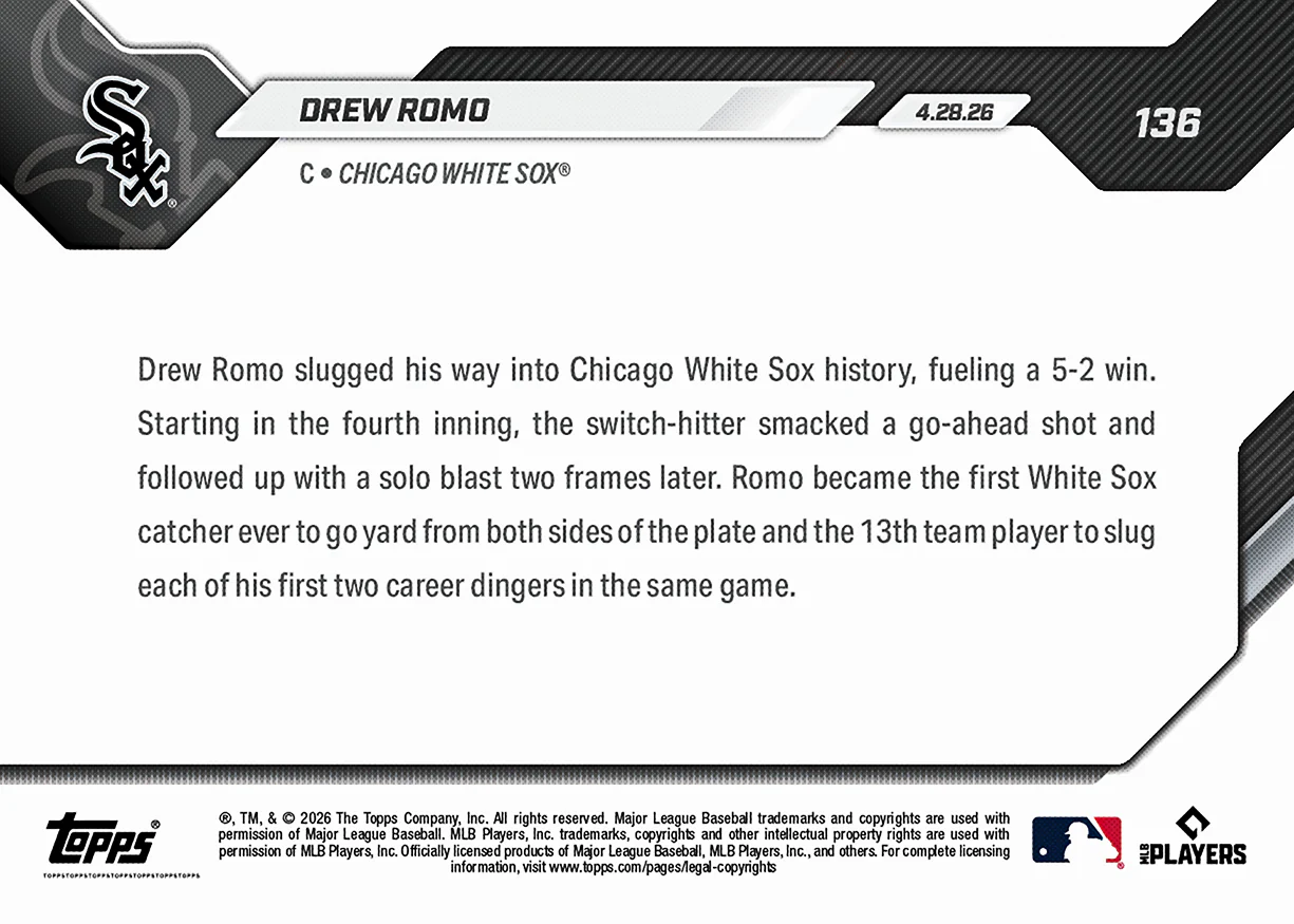 Drew Romo - 2026 MLB Topps NOW® - Card 136
