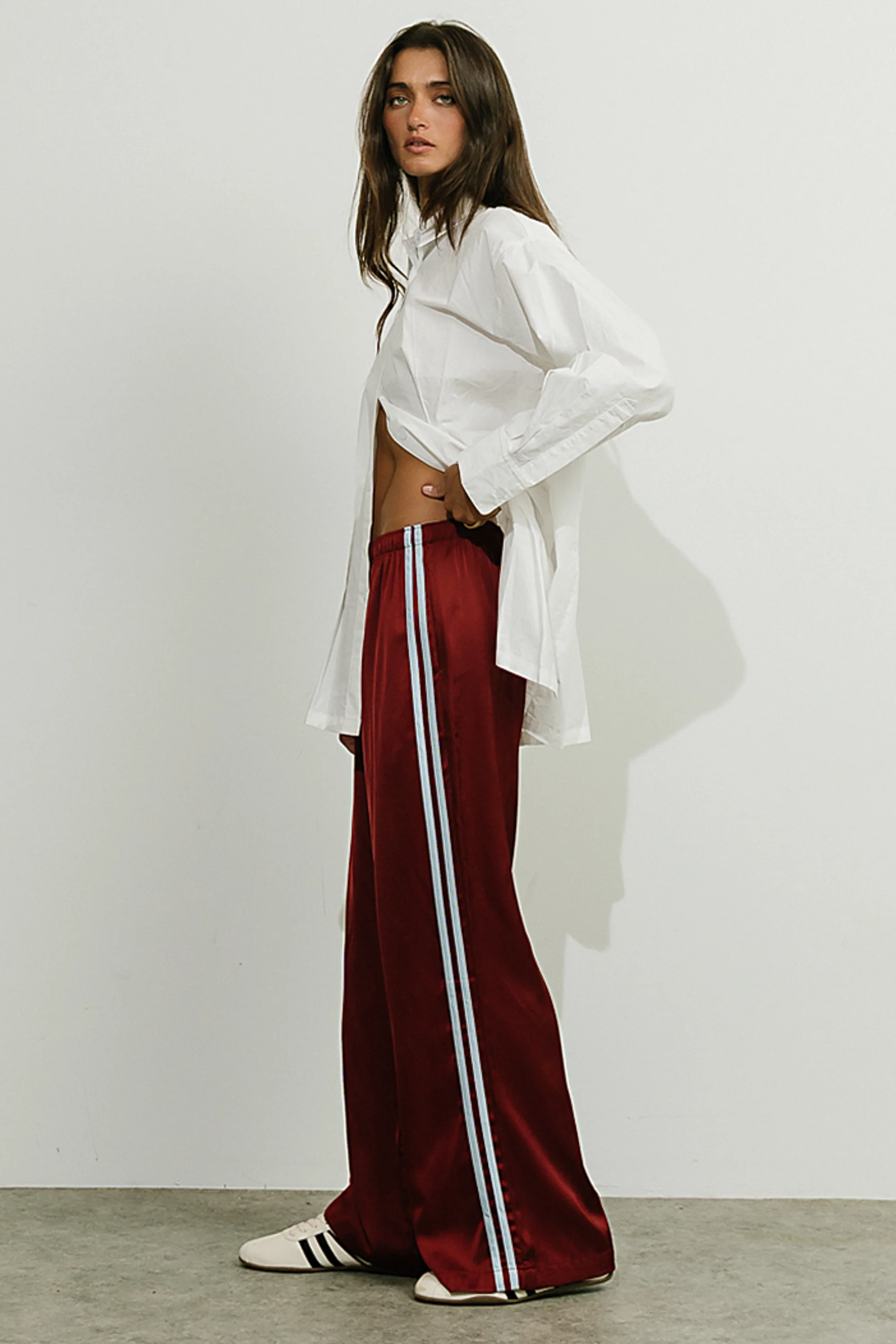 Lola Satin Track Pants in Red