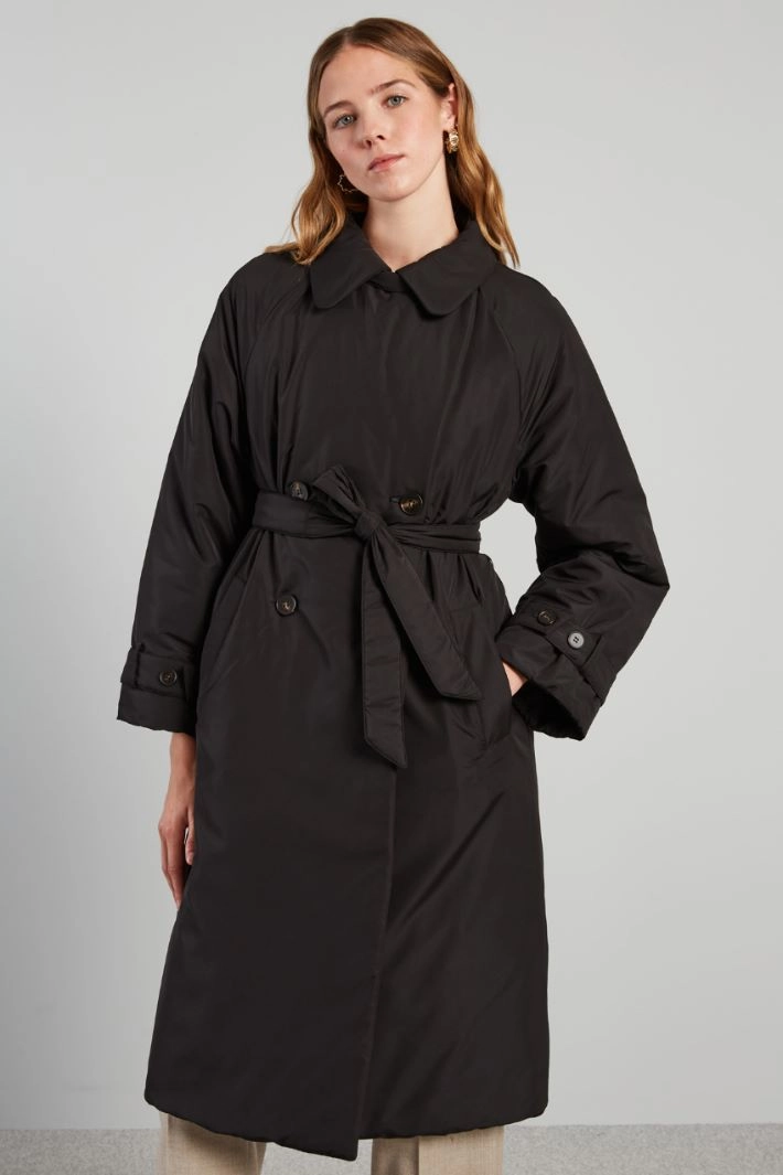 Trench-style padded coat - BLACK