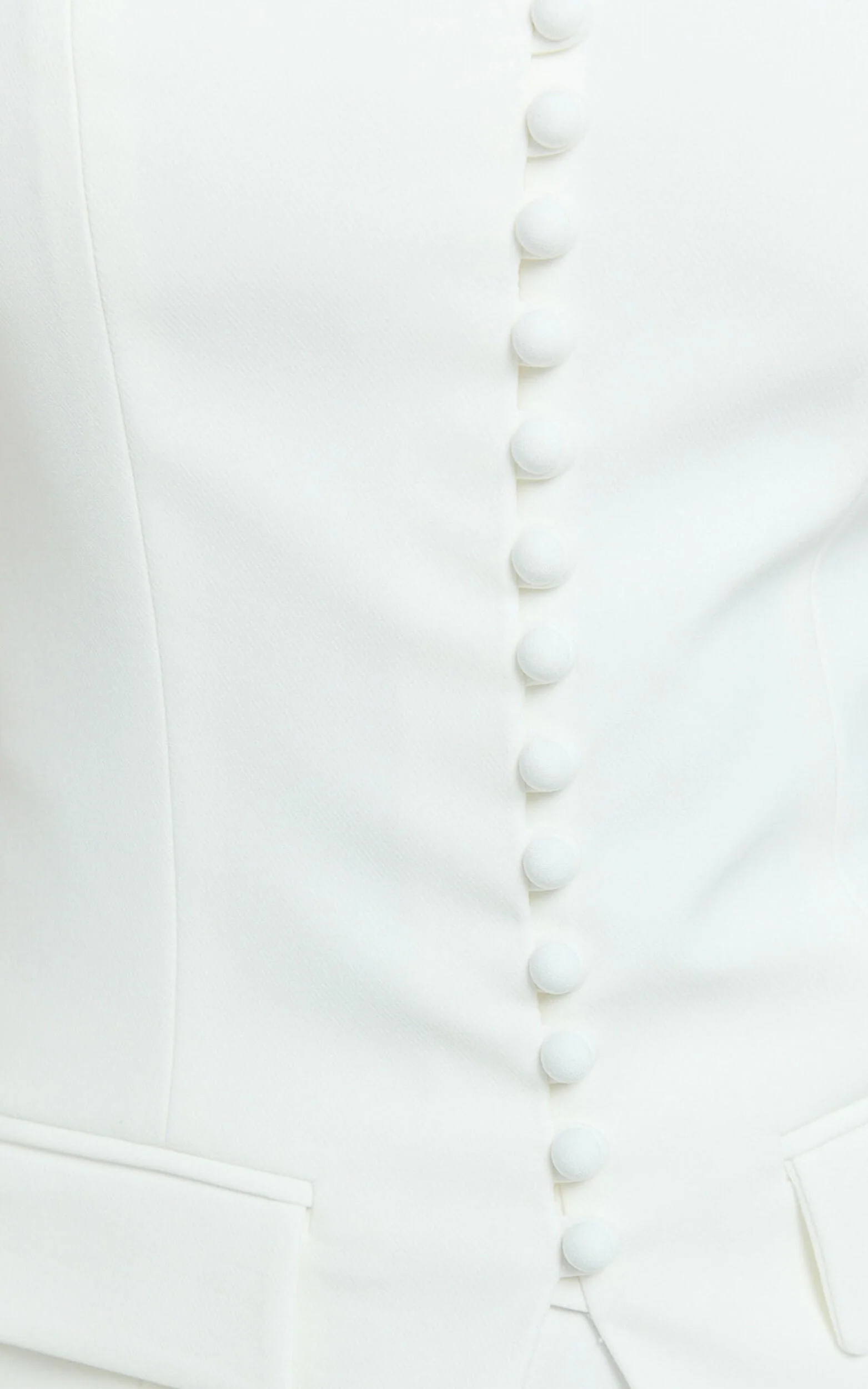Monroe Two Piece Set - Strapless Button Down Longline Vest Top and High Waisted Mini Skirt in Cream