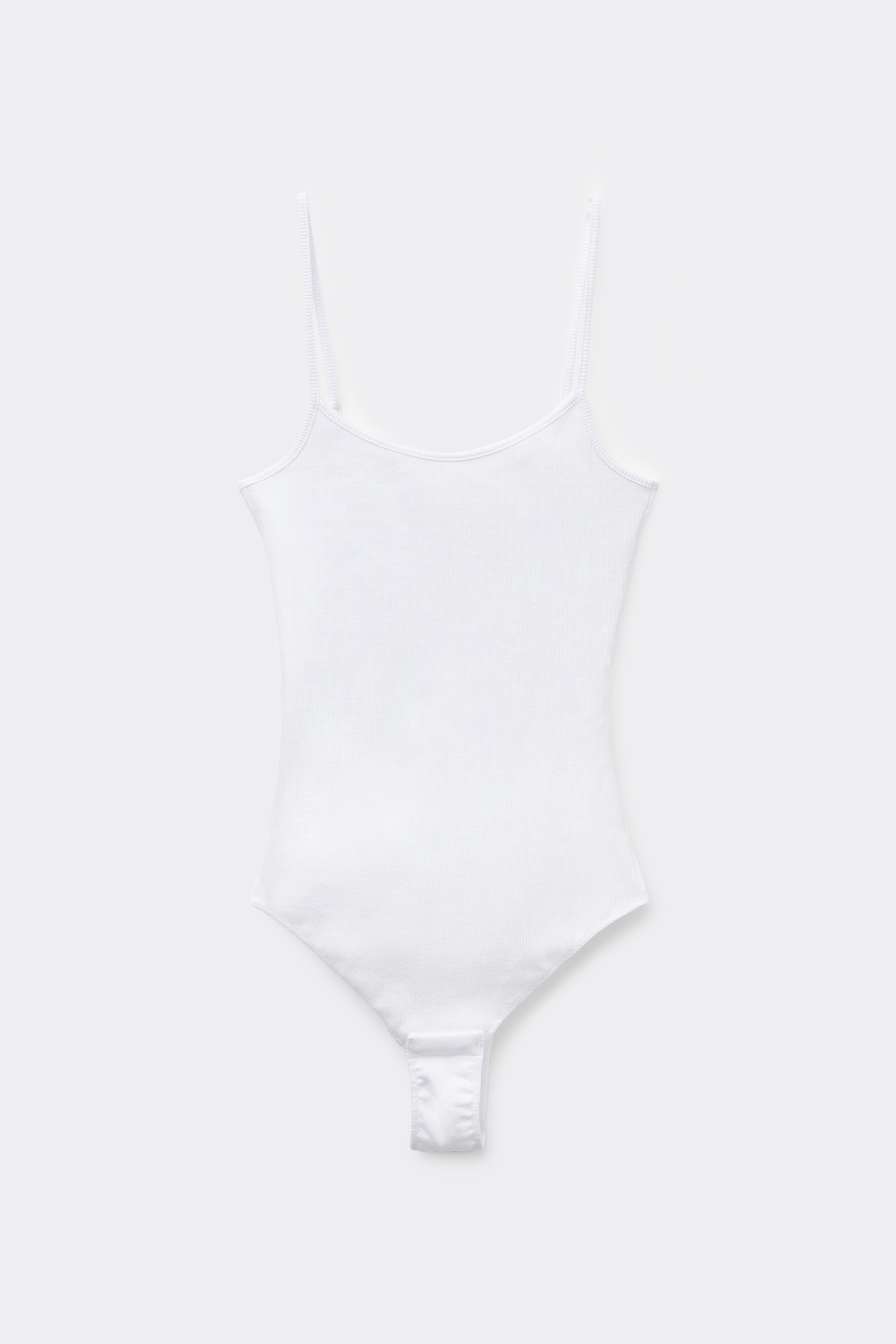 Ribbed Cotton Body with Thin Shoulder Straps
