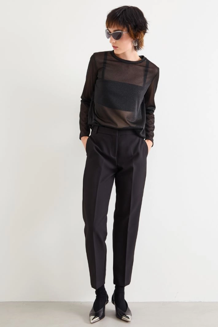 Lurex jersey T-shirt - BLACK