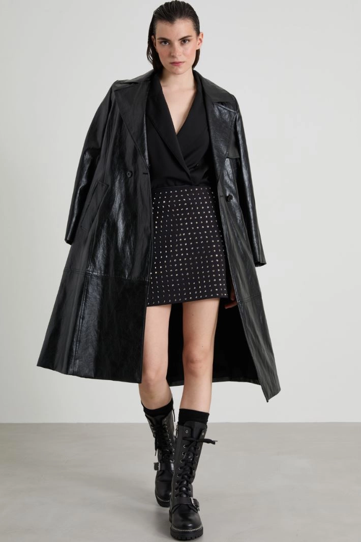 Jersey skirt with rhinestones - BLACK