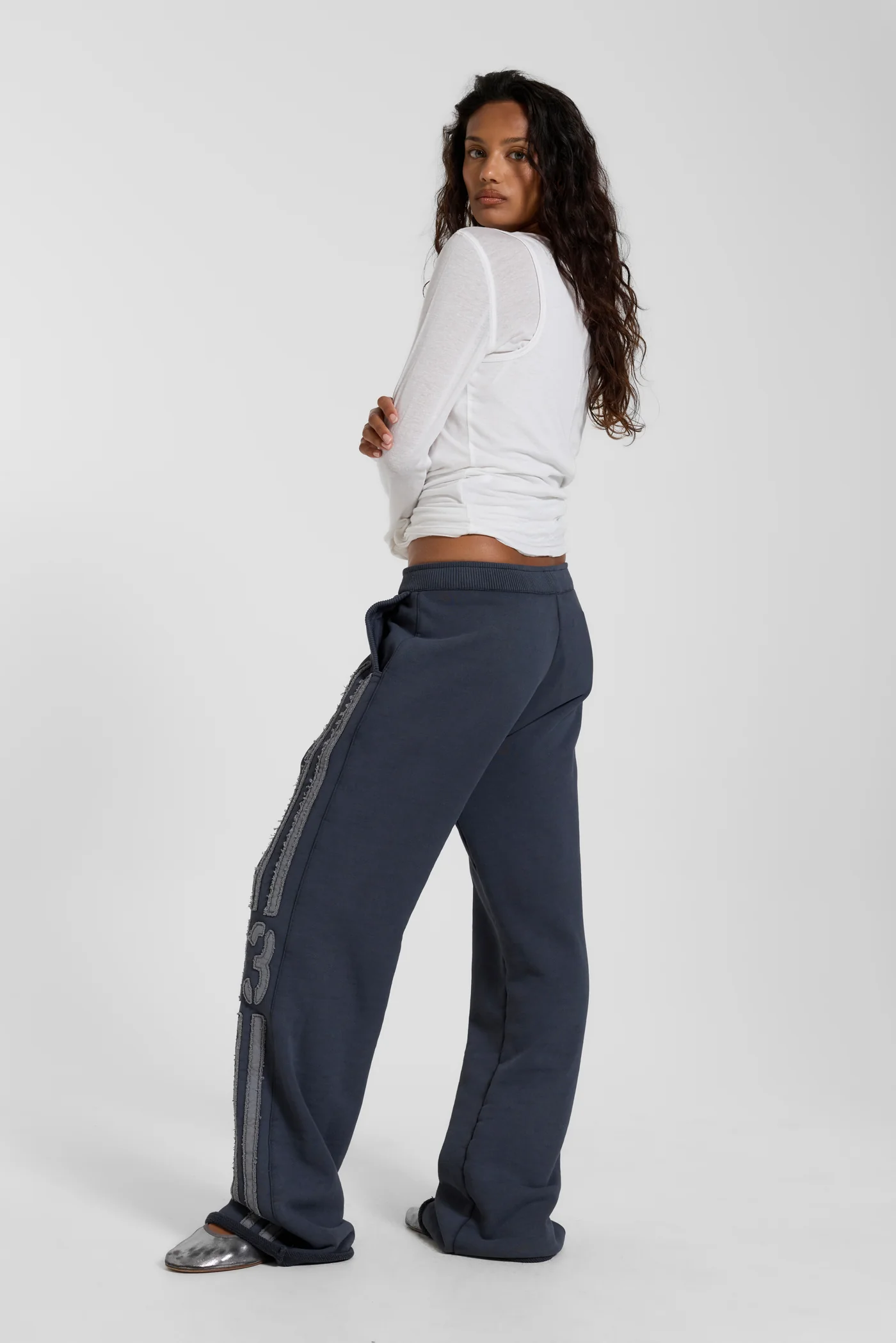 13 Stripe Straight Jogger in Charcoal