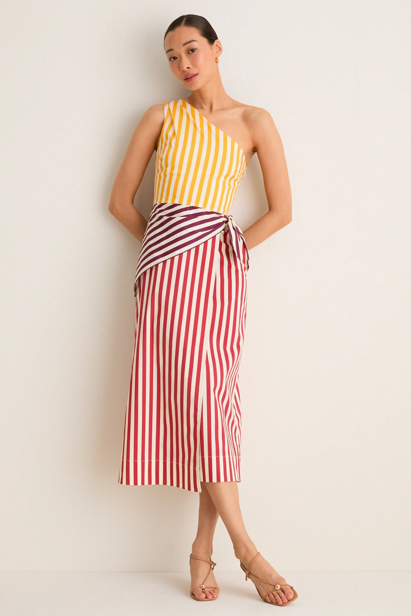 Red Stripe Belem Poplin Midi Dress