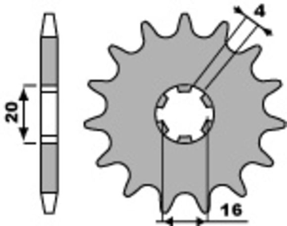 Gearbox output pinion PBR standard steel 560 - 420 12 teethRef: PBR01578A / 1077745004