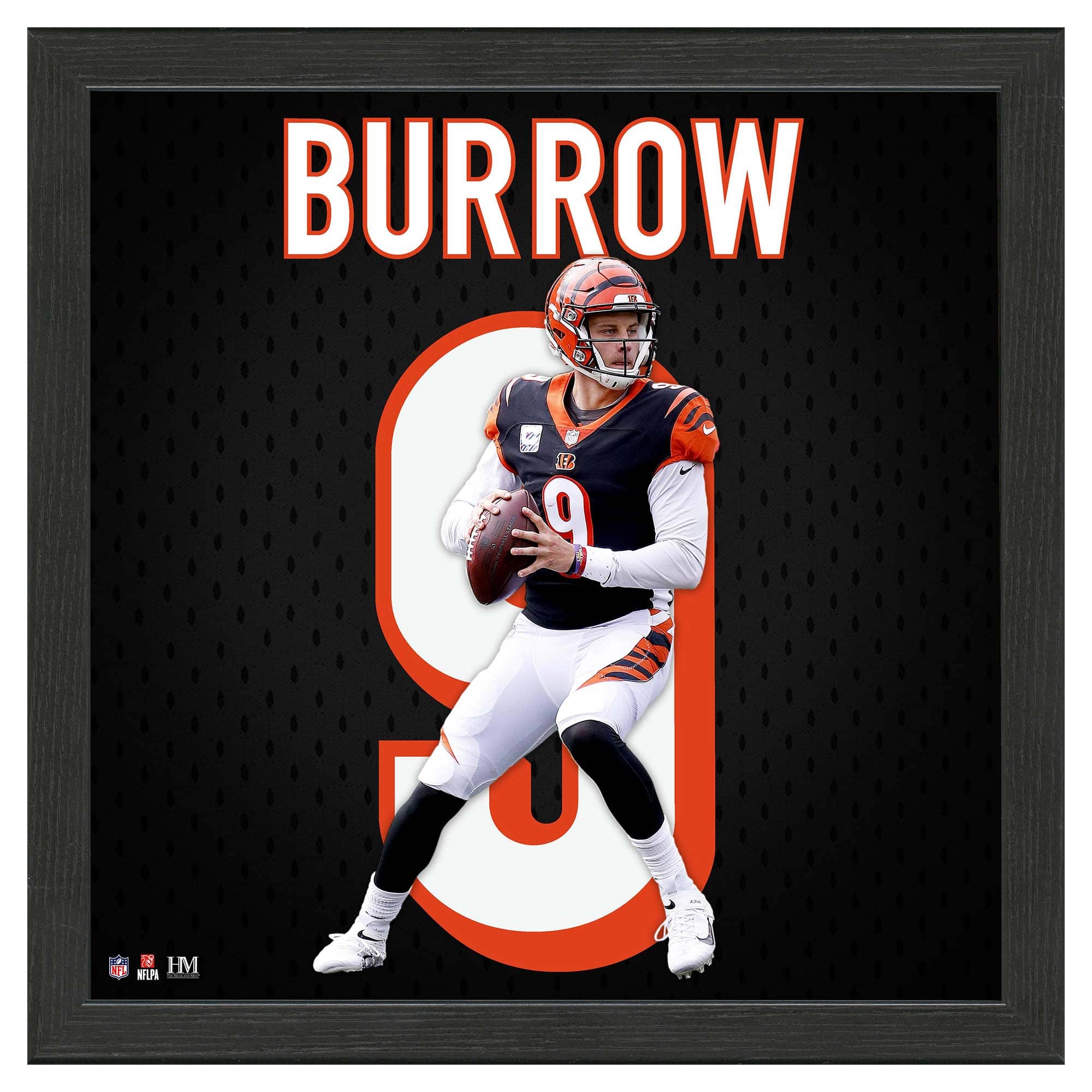 Joe Burrow #9 Cincinnati Bengals Impact Jersey Framed NFL Photo