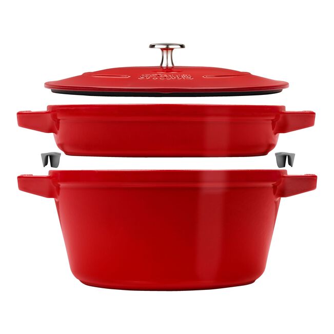 3-pcs Cast iron Pot set Stackable cherry
