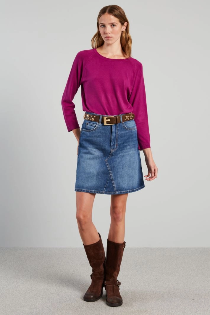 A-line denim skirt - DENIM BLUE