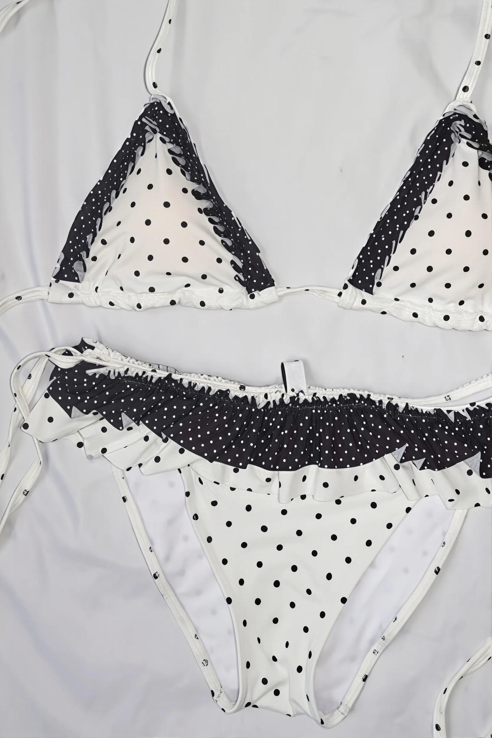 Sweet Polka Dot Ruffle Bikini Set