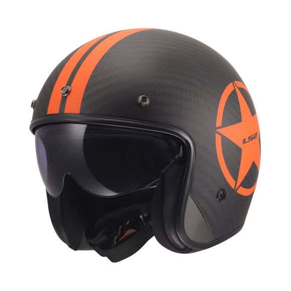 LS2 OF601 BOB II CARBON STAR Open-Face Helmet - Black / OrangeRef: LS1284