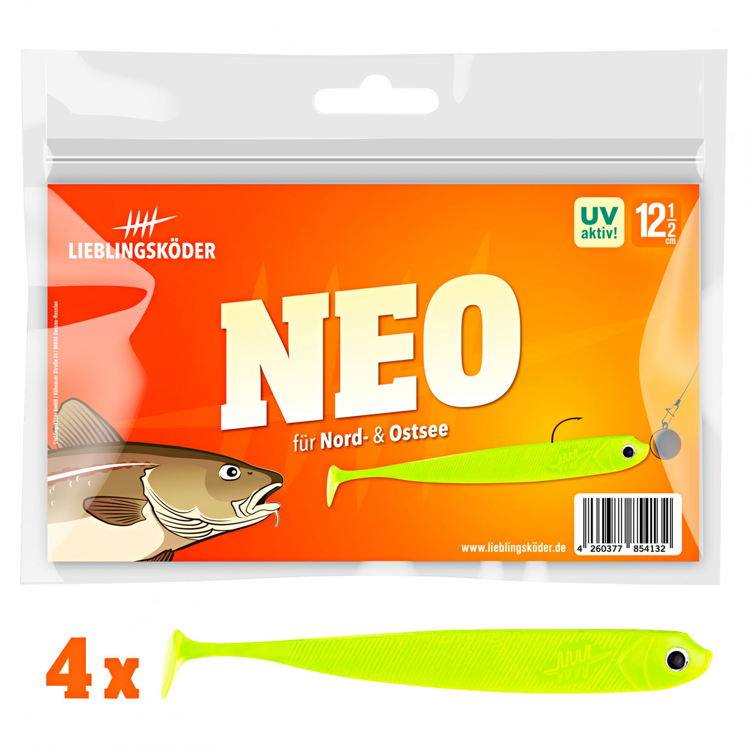 Lieblingsköder Shad Zander Bait (12.5 cm, Neo)