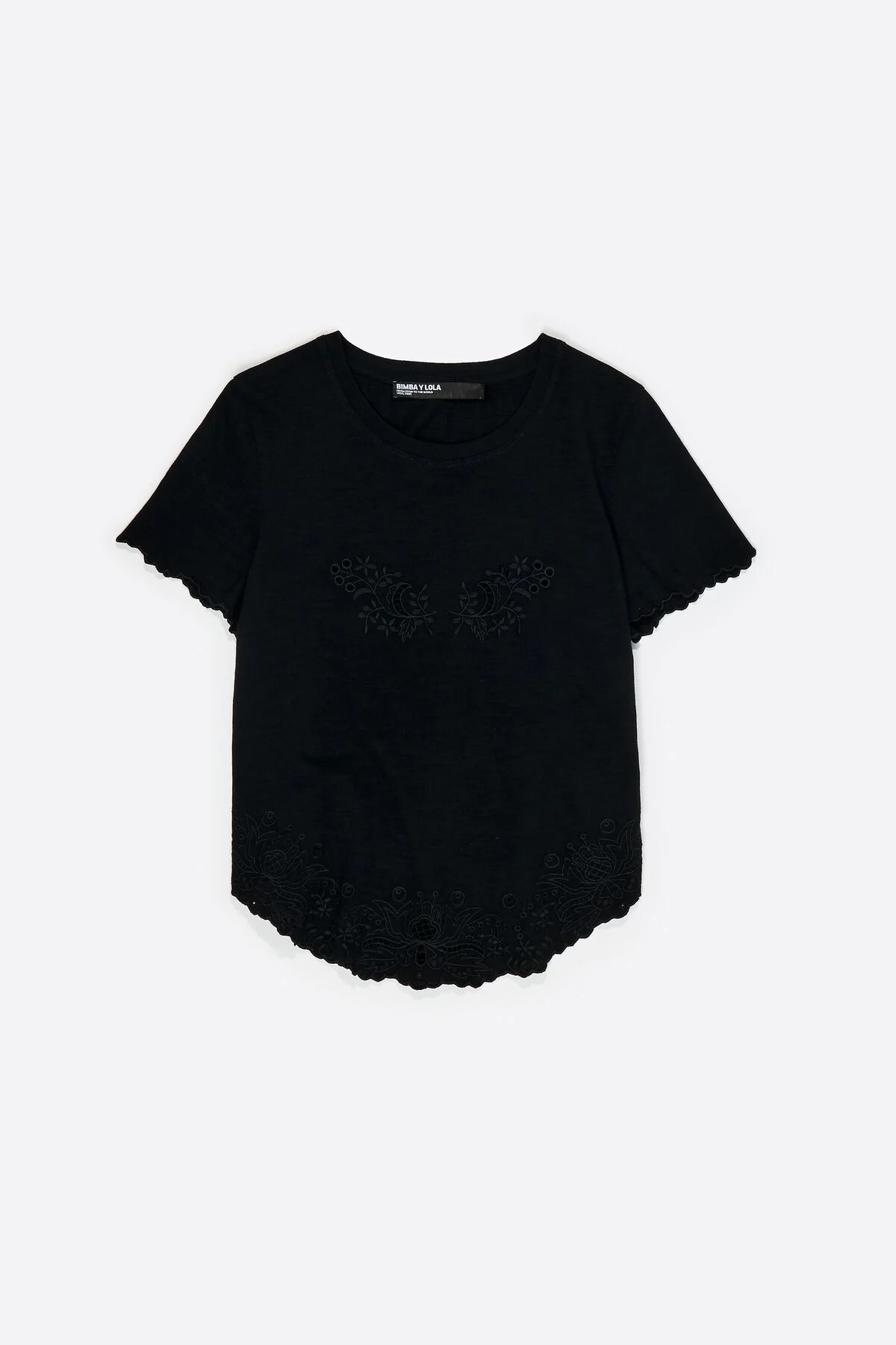 Black embroidered T-shirt