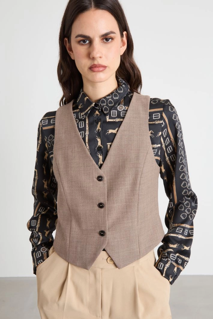 Wool grisaille gilet - DOVE GREY