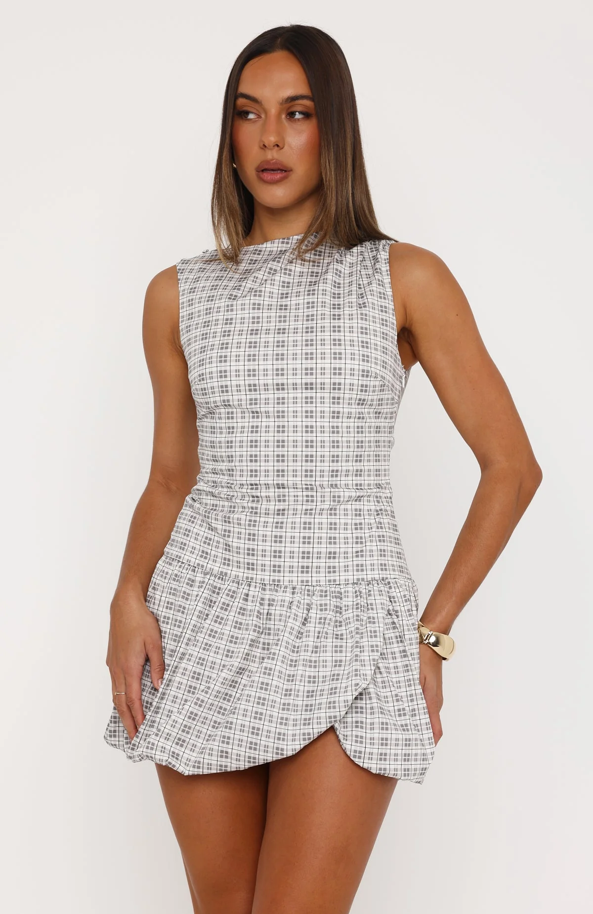 I Got You Love Mini Dress Darling Grey Check