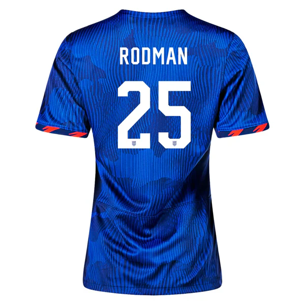 Womens United States Trinity Rodman 4 Star Away Jersey 23/24 w/ 2019 World Cup Champion Patch (Hyper Royal/Loyal Blue)