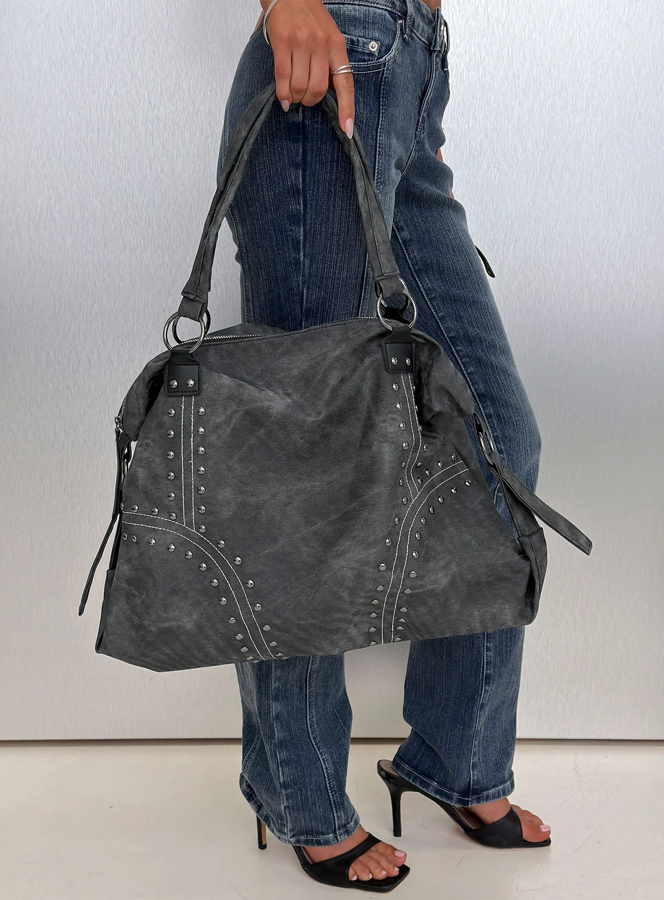 Brittin Stud Detail Shoulder Bag Black